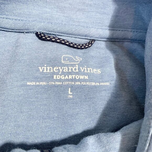Vineyard Vines Edgartown blue long sleeve collared quarter zip pullover top - Picture 7 of 9